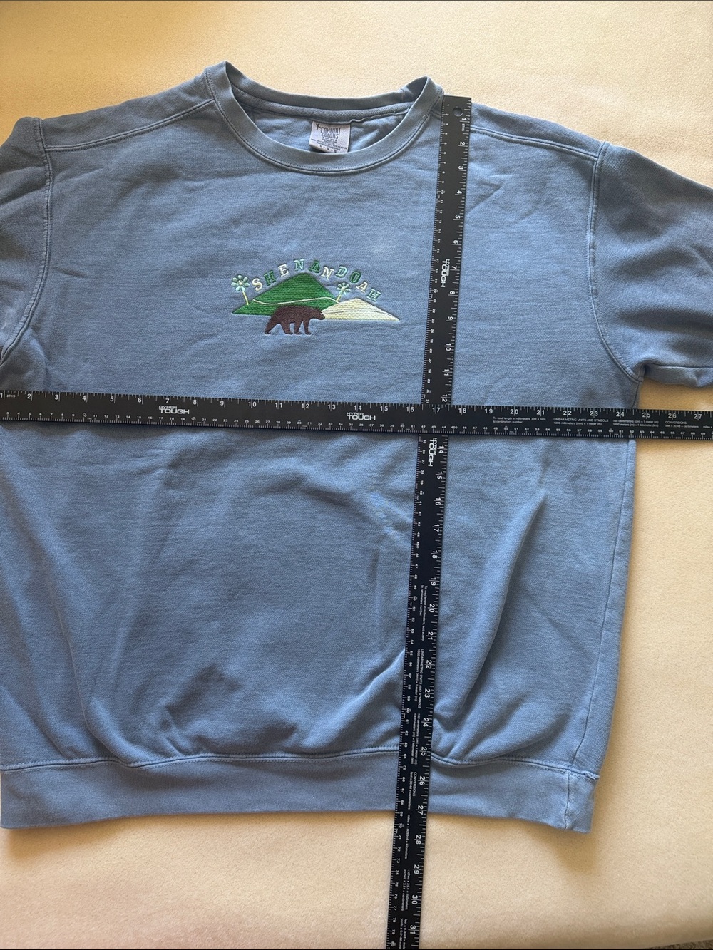 VINTAGE Comfort Colors Light Blue Embroidered Crewneck Sweatshirt Large L - Picture 5 of 7